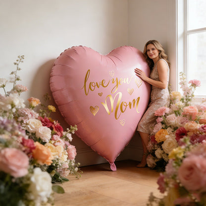 Ballon cœur avec inscription dorée pour femmes – Cadeau parfait pour la fête des mères ou un anniversaire, décoratif et élégant