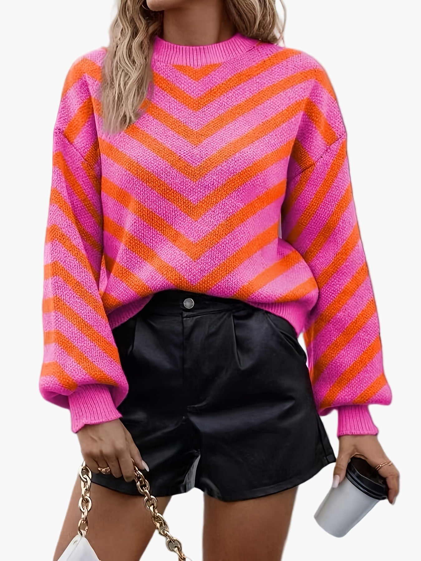Damen Strickpullover mit Zickzack-Muster für Herbst und Winter – Eleganter Freizeit-Sweater