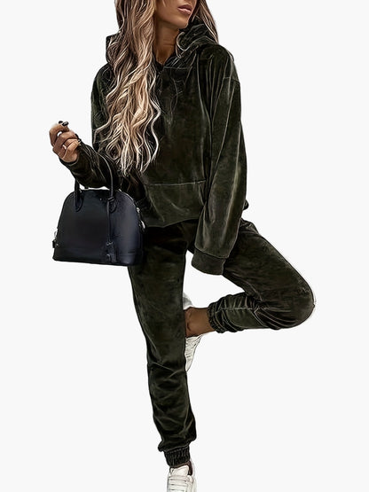 Completo tuta casual da donna – Felpa con cappuccio e pantaloni da jogging alla moda per tutti i giorni e viaggi