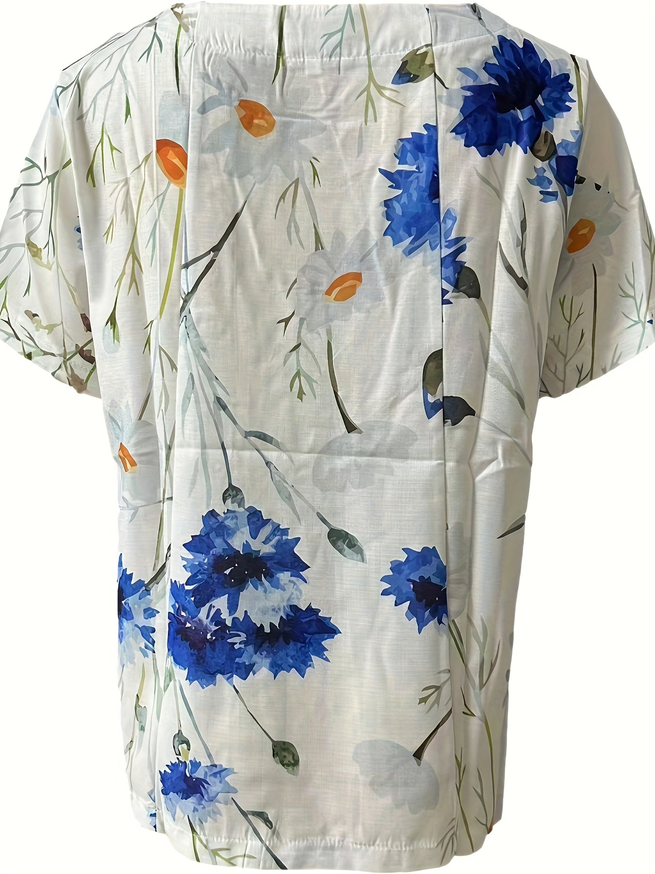 Blusa vintage da donna con motivo floreale e abbottonatura – Maglietta estiva casual in stile retrò