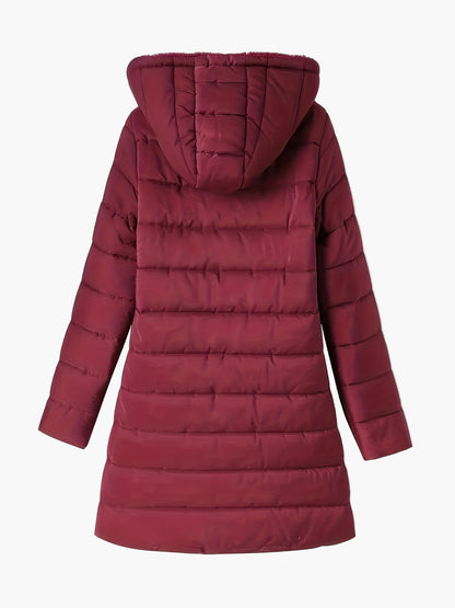 Abrigo acolchado de invierno para mujer con capucha – Abrigo largo y cálido para el tiempo libre