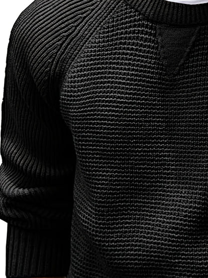 Męski sweter z dzianiny w stylu vintage, regular fit, z okrągłym dekoltem