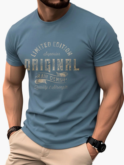 Herren T-Shirt für Freizeit – Vintage-Style mit Print 'Limited Edition Original Raw Denim'