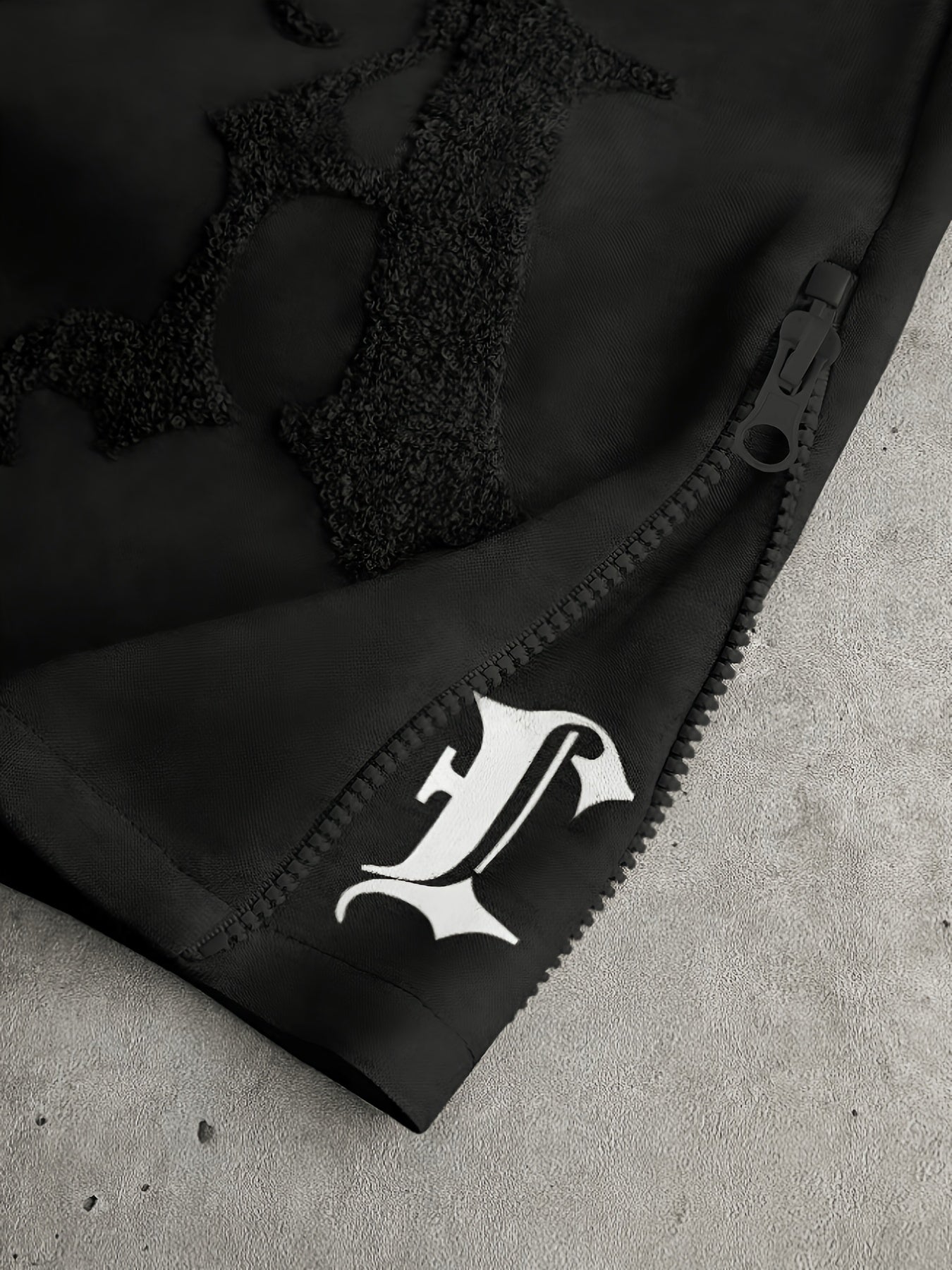 Pantalón de chándal ancho para hombre: pantalón bordado con cremalleras