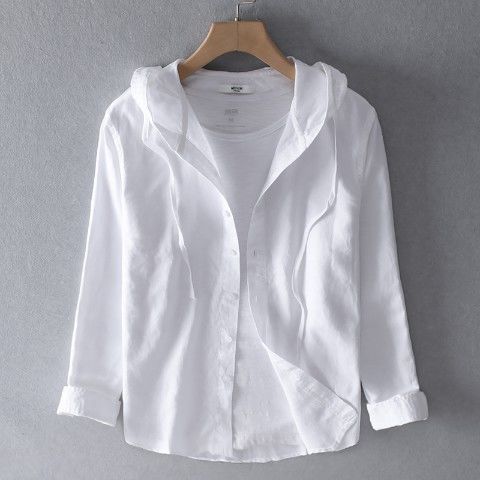 Zomerblouse dames – Lichtgewicht blouse met capuchon in overhemdstijl