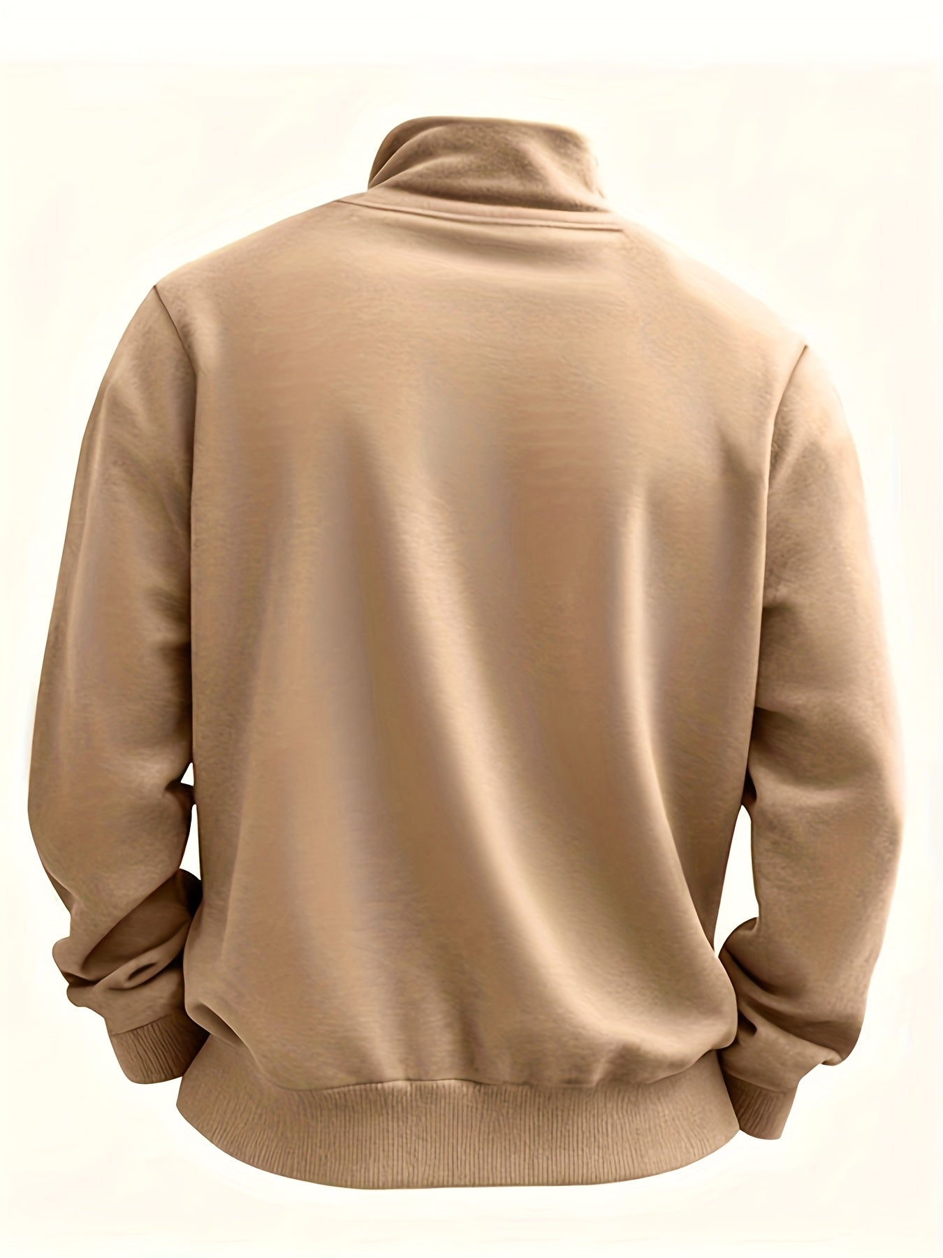 Heren-sweatshirt met halve ritssluiting, opstaande kraag en borstzak, donkergrijs