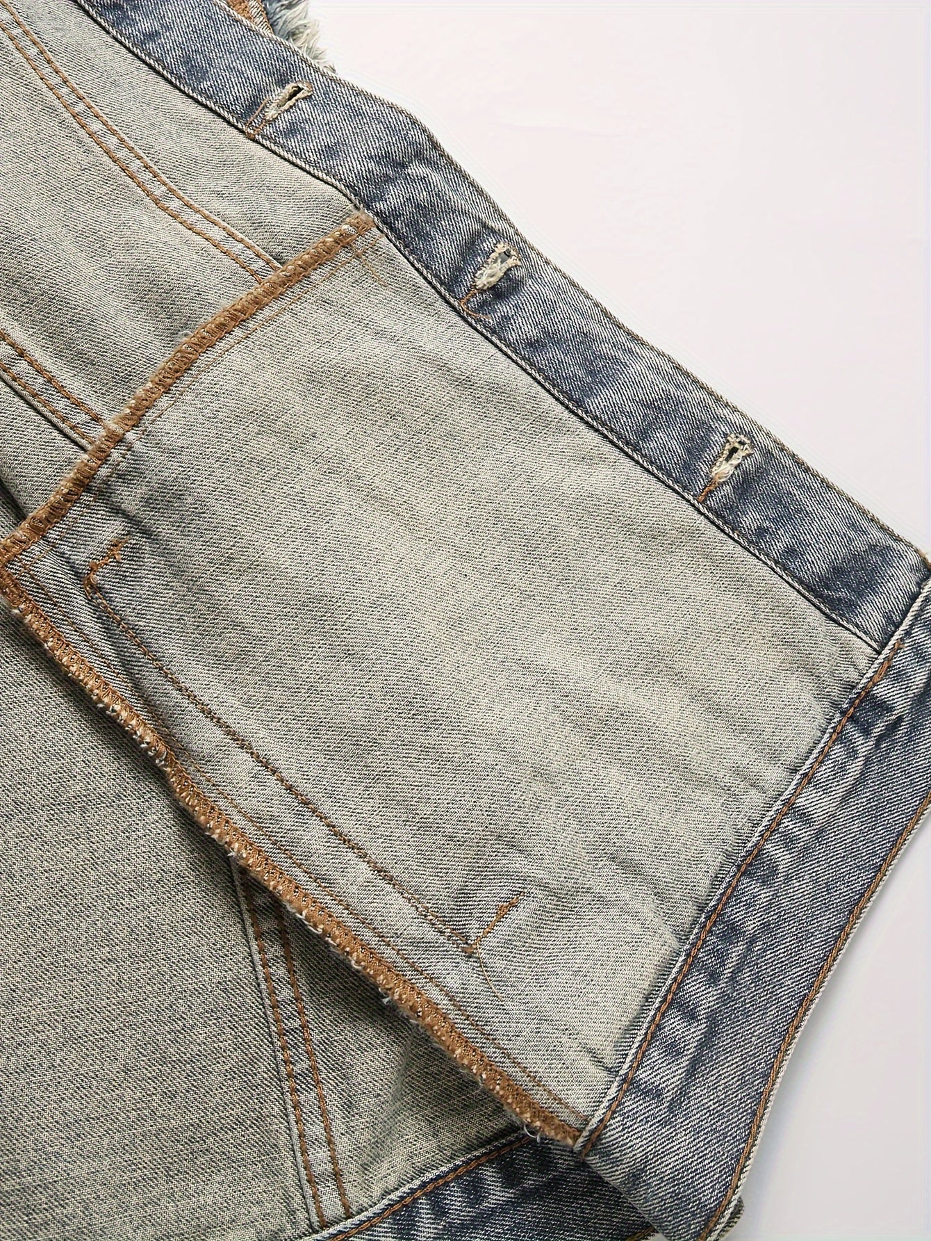 Gilet di jeans da uomo blu senza maniche effetto distressed