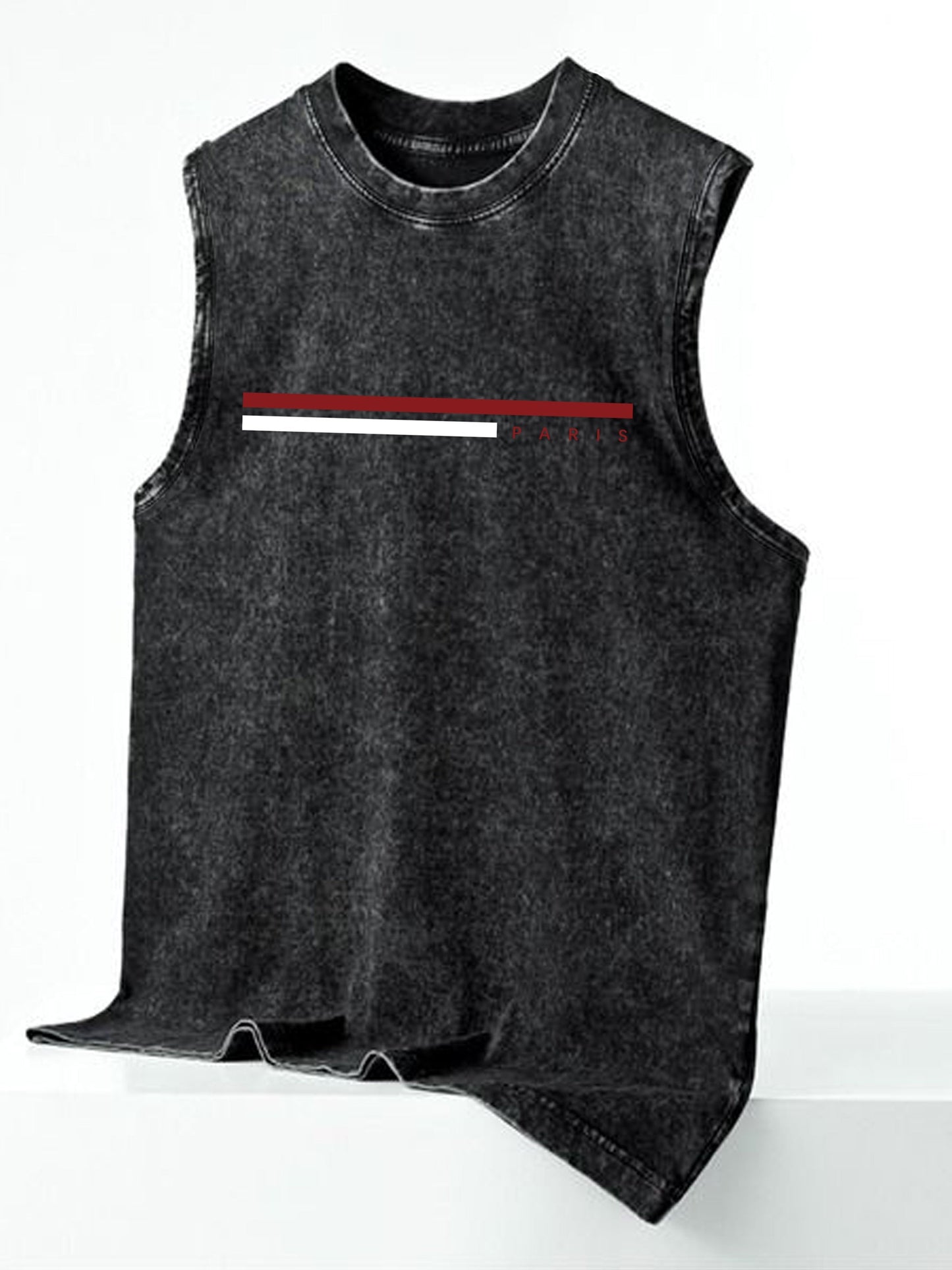 Herren streetwear ärmlös linne med vertikal tryck och urban stil