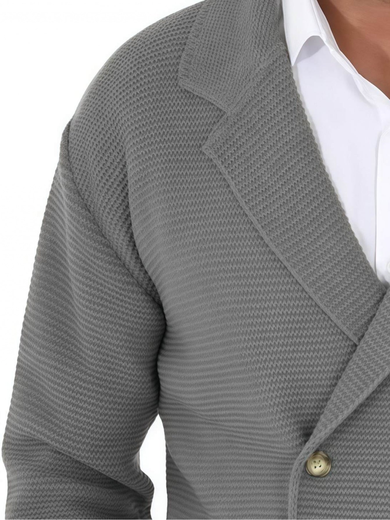 Herre Strikjakke med reverskrave og dobbeltradet knaplukning – Elegant casual-stil til hverdag og kontor