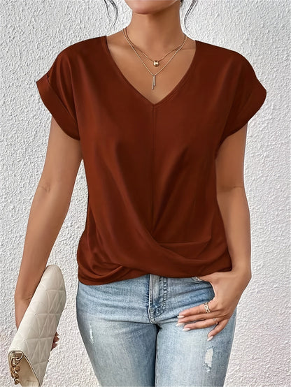 Blusa elegante de mujer con escote en V y diseño cruzado para el día a día y la oficina