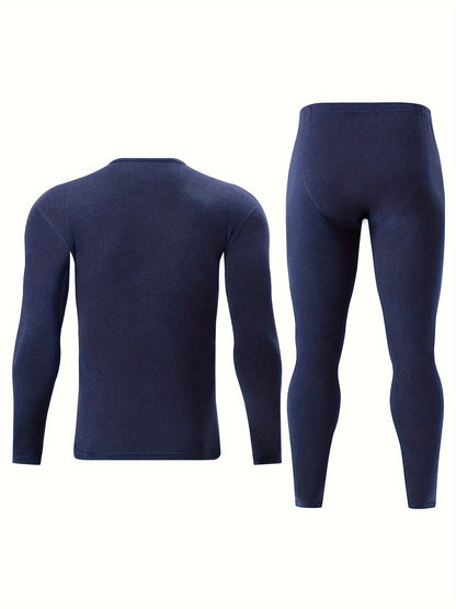 Thermo Unterwäsche Set Herren langärmliges Oberteil & lange Hose Schwarz