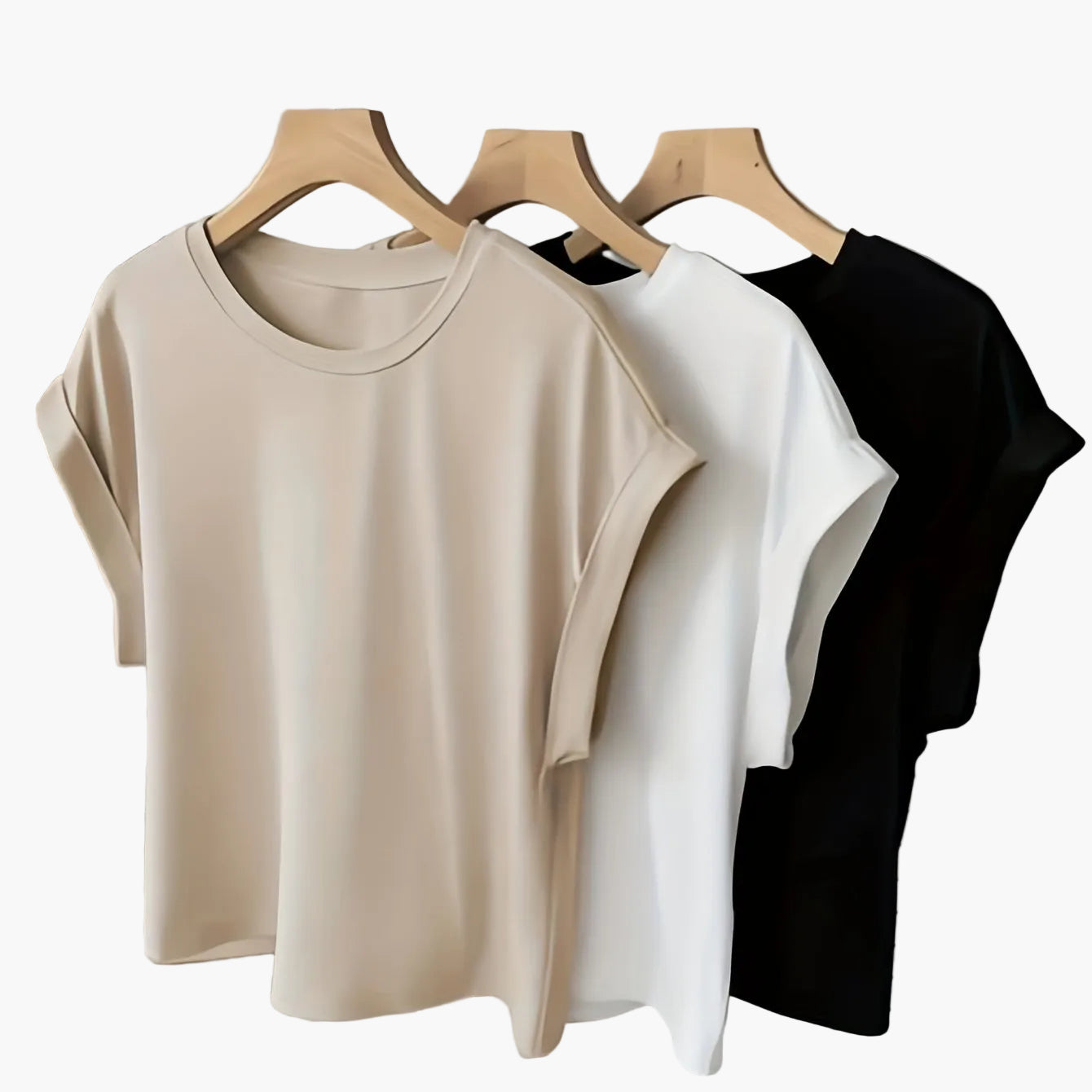 Camiseta básica para mujer con mangas dobladas – Estilo casual para el día a día y el tiempo libre