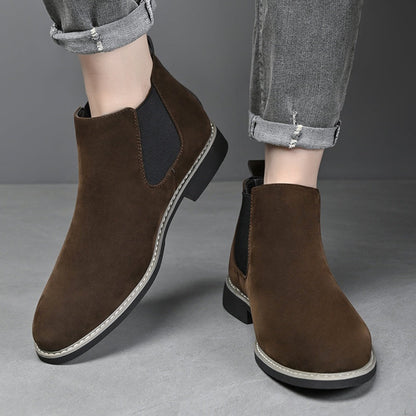 Chelsea-laarzen voor heren, suède-look, instaplaarzen met elastische inzetstukken, bruin en zwart