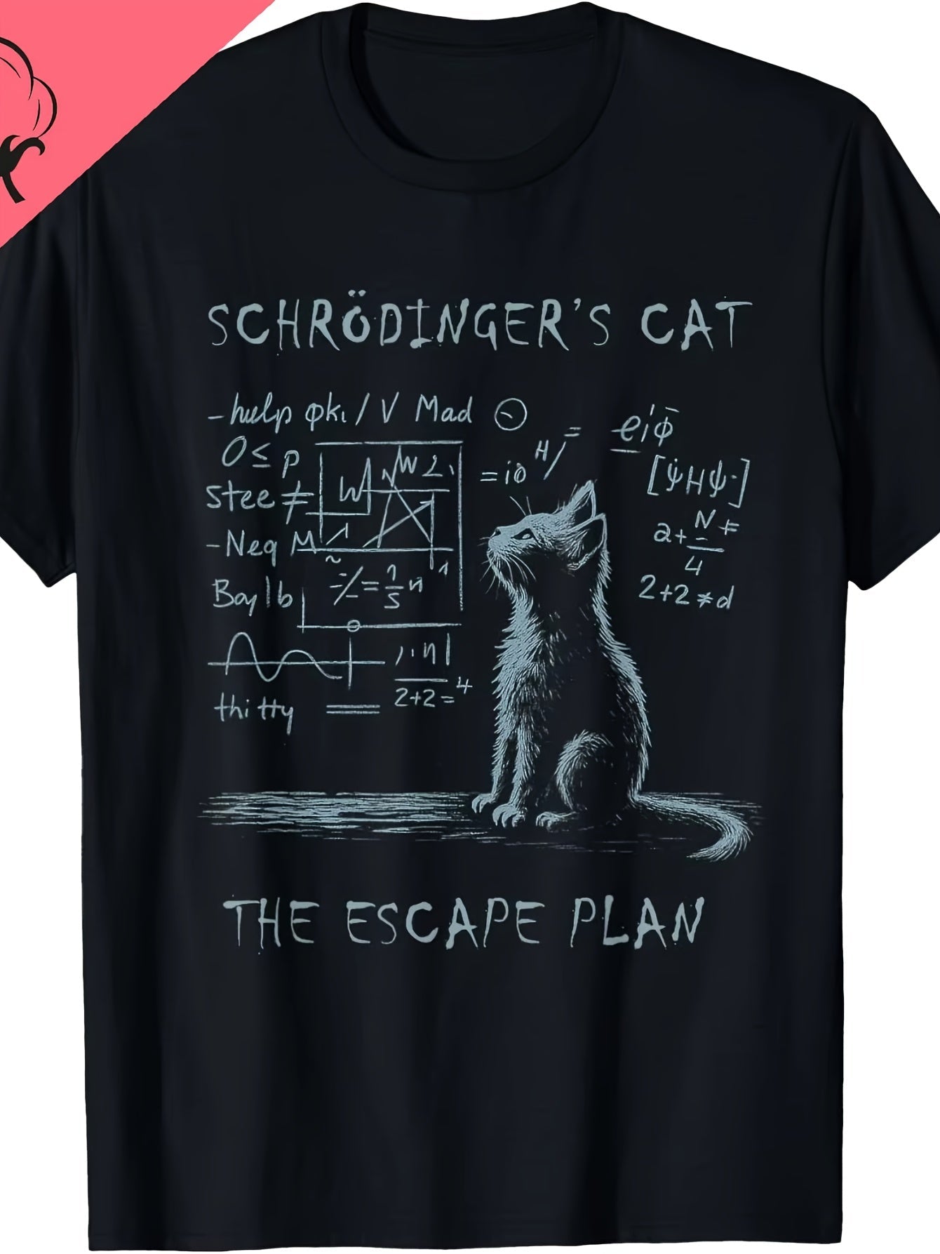 Herren T-shirt Schrödingers Katt Escape Plan – Roligt vetenskapsmotiv för fysikälskare