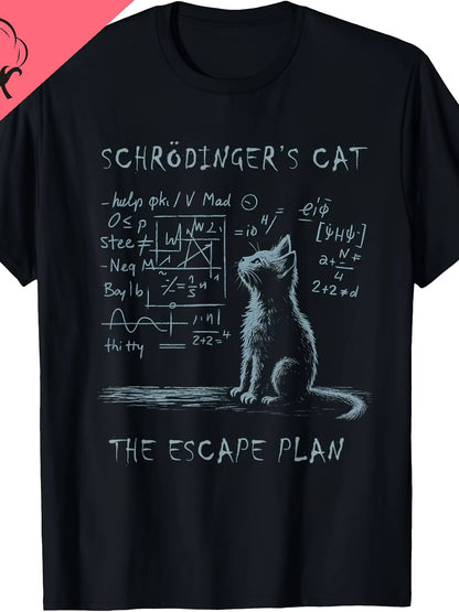 Herren T-shirt Schrödingers Katt Escape Plan – Roligt vetenskapsmotiv för fysikälskare