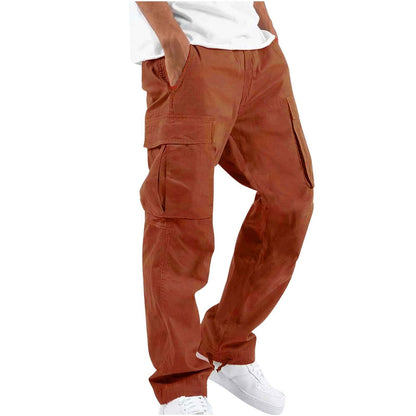 Pantalon cargo pour homme style streetwear – Pantalon décontracté confortable à coupe droite avec grandes poches