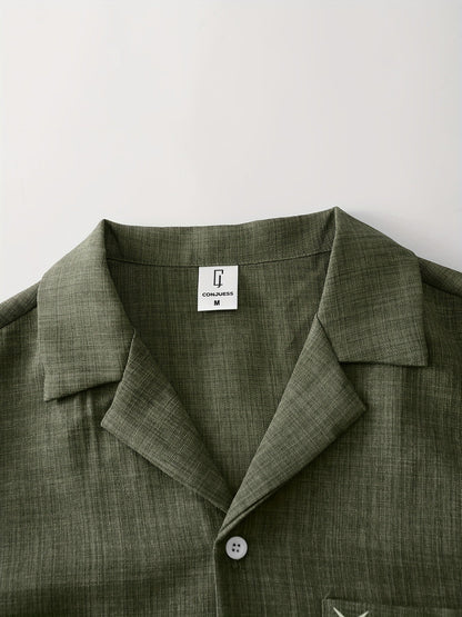 Set estivo uomo con camicia a maniche corte e pantaloni – Completo casual per tempo libero, quotidiano e vacanze