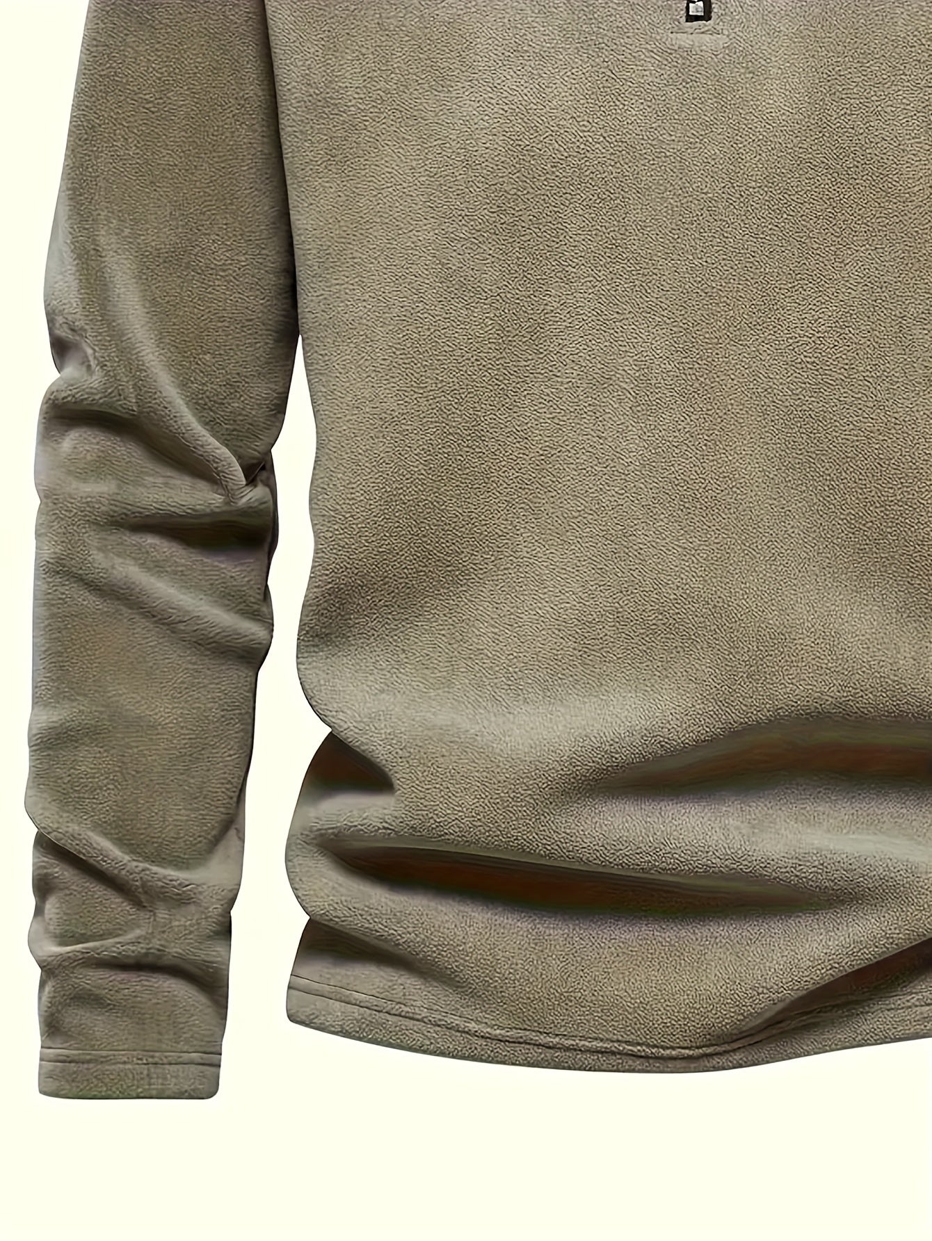 Herenfleece-pullover met opstaande kraag en rits, zwart en kaki