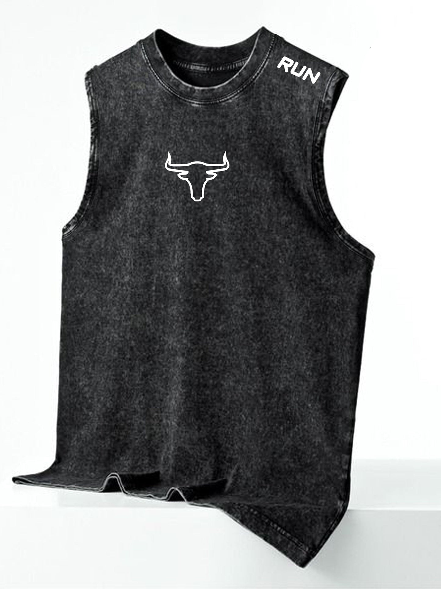Herren streetwear ärmlös linne med vertikal tryck och urban stil