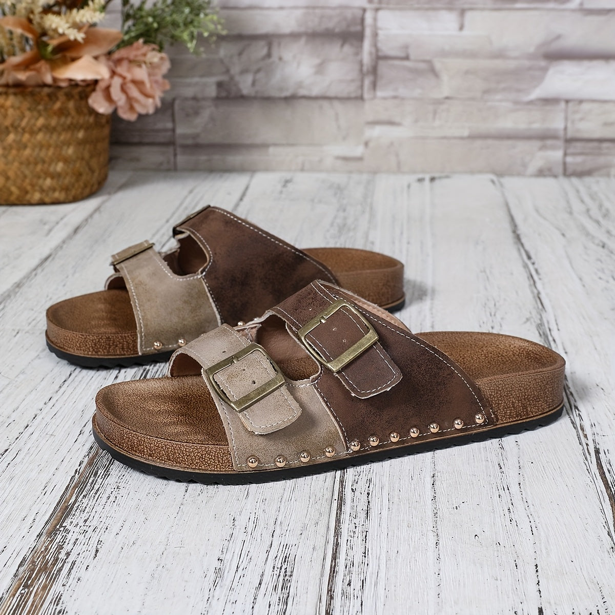 Dame Vintage Komfort Sandaler med Spænder – Åbne Sommersko til Hverdag & Fritid