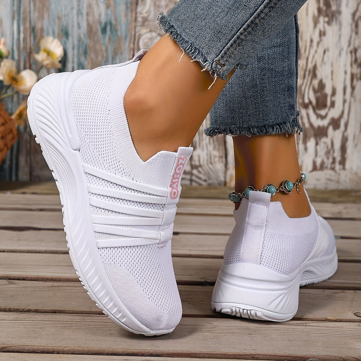 Sneaker Slip-On da donna con motivo a righe – Scarpe casual comode per tutti i giorni e viaggi