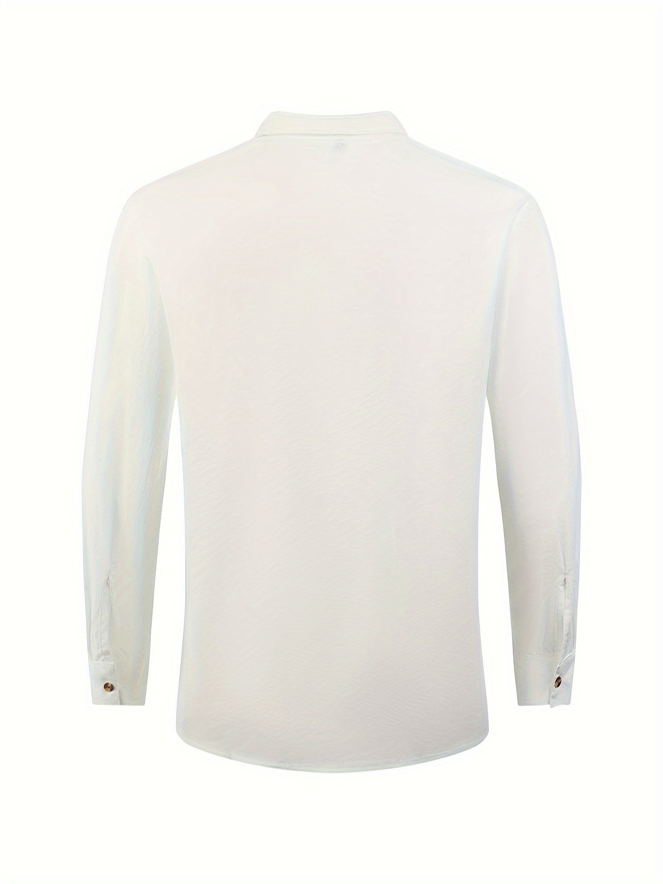 Camicia casual da uomo con collo alla coreana e abbottonatura – Maglia a maniche lunghe elegante per tutti i giorni e il weekend