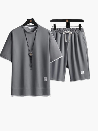 Ensemble détente homme deux pièces – T-shirt manches courtes et short, tenue lounge moderne