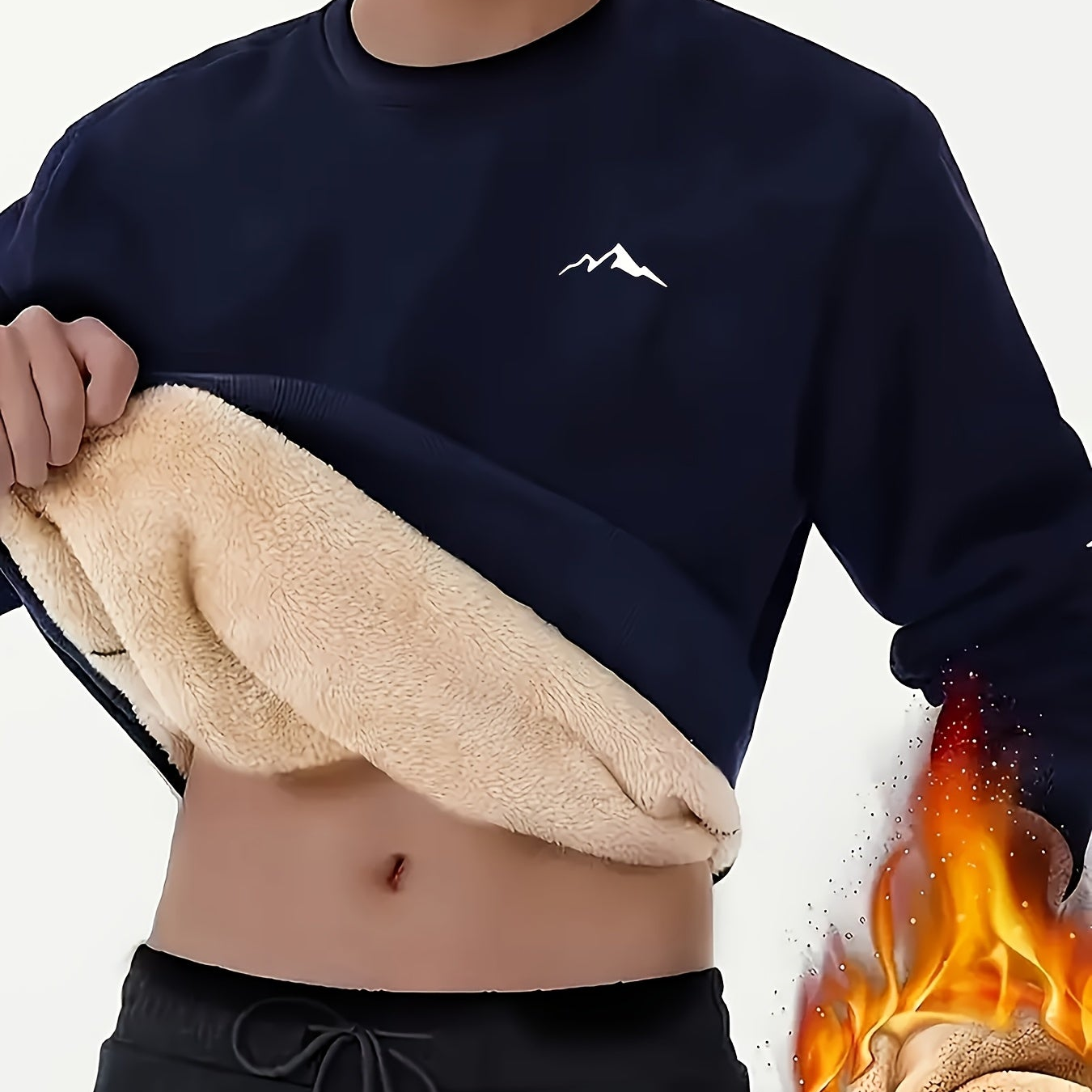 Unisex Winter Pullover mit Fleece-Futter und Berg-Logo