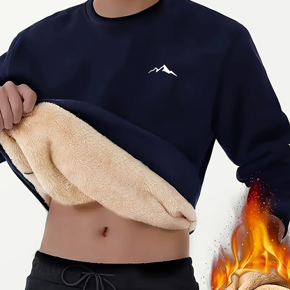 Unisex Winter Pullover mit Fleece-Futter und Berg-Logo