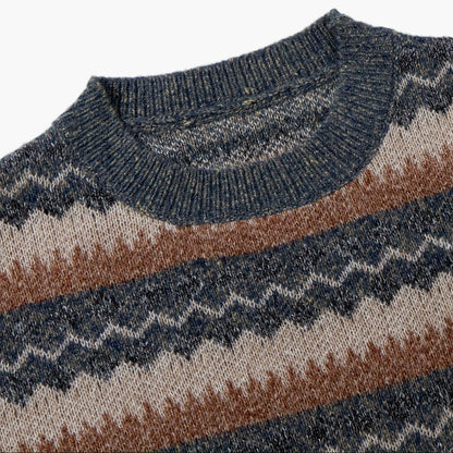 Herren Norwegerpullover mit Retro-Muster für Herbst und Winter – Lockerer Strickpulli, ideal für Freizeit