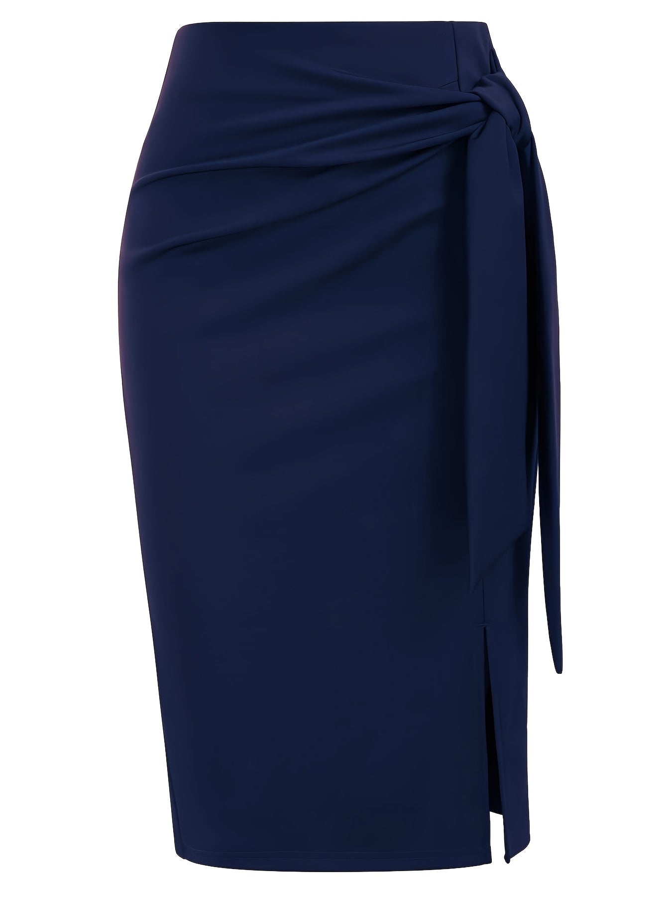 Gonna midi elegante da donna con dettaglio nodo e spacco – Perfetta per ufficio ed eventi