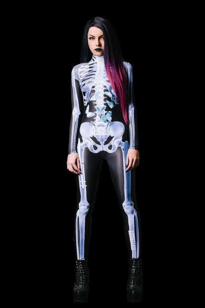 Costume Halloween combinaison squelette radiographie pour femmes et hommes – Costume parfait pour fêtes d’Halloween