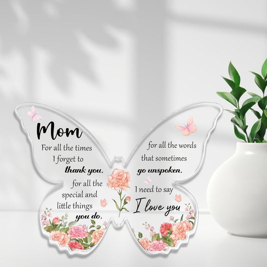 Sommerfugledekoration med tekst til mor – vintage stil, gave til kvinder, morsdagsgave, dekoration til hjemmet