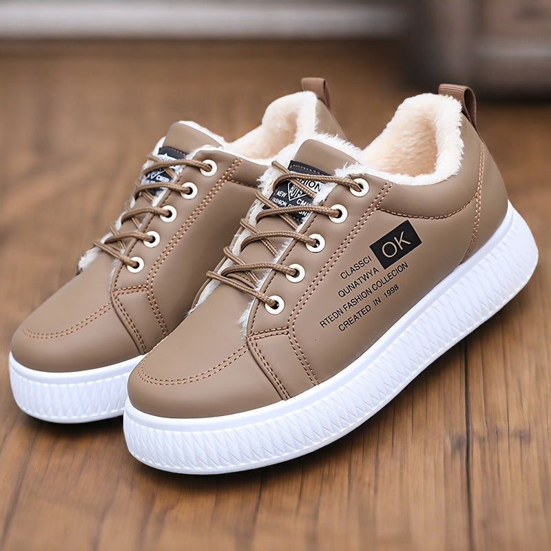 Damen Gefütterter Sneaker mit dicker Sohle Braun