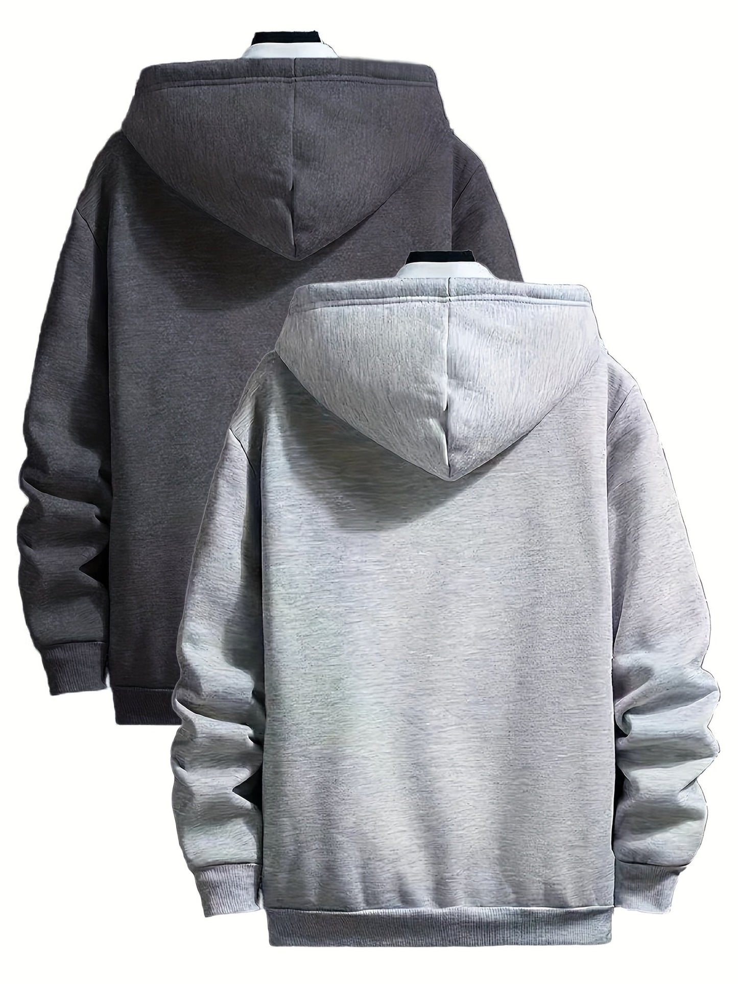 Pack de dos sudaderas con capucha forradas, en colores lisos y con bolsillo canguro – conjunto de sudaderas cálido