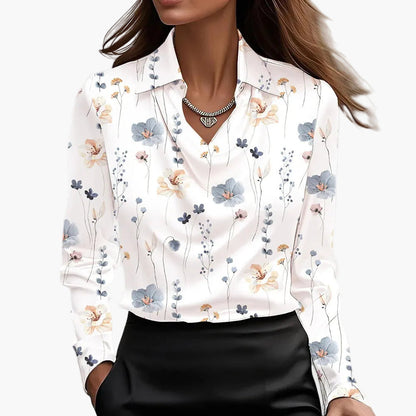 Dam Blus med vattenfallskrage – Elegant business- och fritidslook