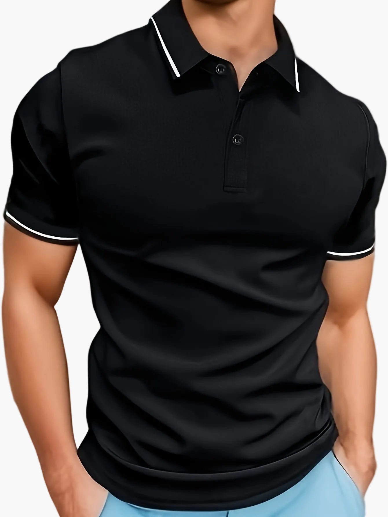 Herren Polo T-Shirt Modern Casual mit Kontrastkragen – Kurzarm für Alltag und Freizeit