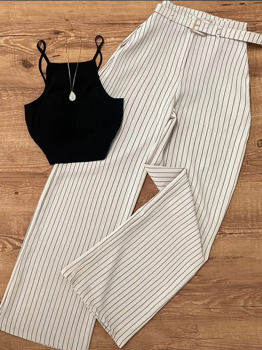 Dames elegant tweedelig set met strepen – perfect voor kantoor en vrije tijd