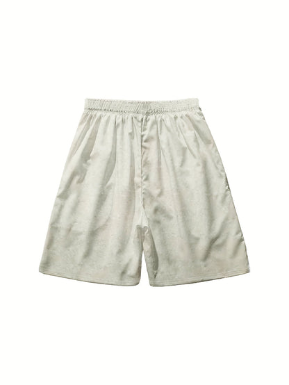 Herre fritidsshorts med etno-mønster og fløjtespiller-print – Trendy sommerbukser til ferie og strand