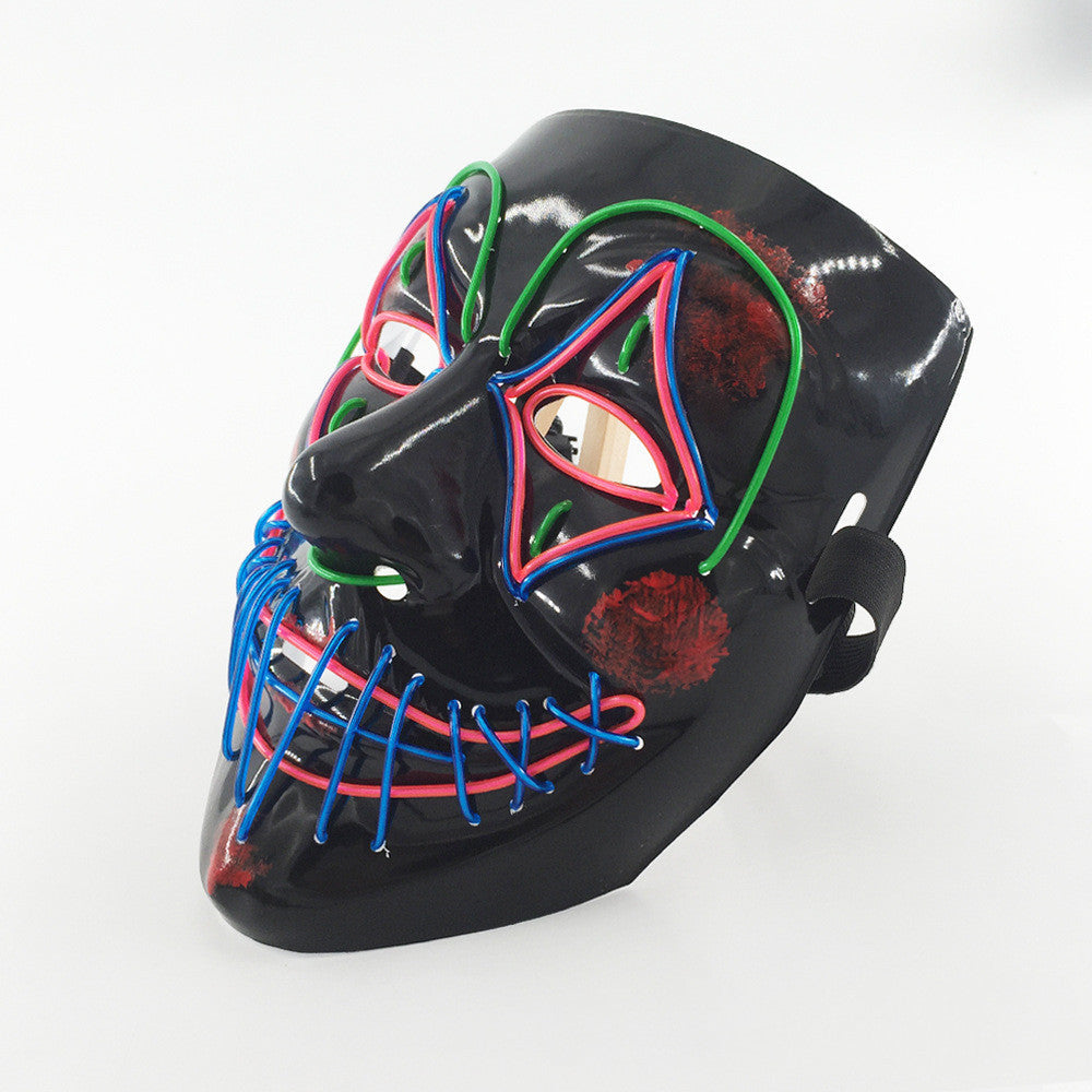 Masque lumineux LED Halloween pour adultes – Masque de fête et costume effrayant avec effet néon