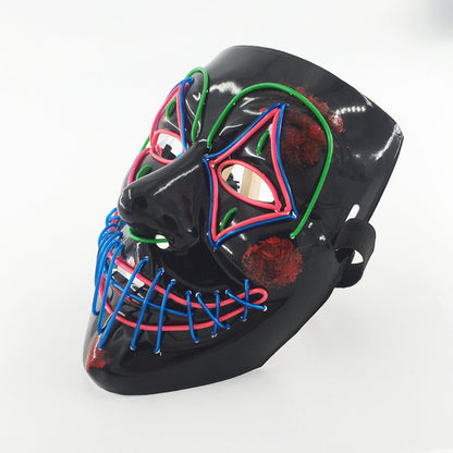 Masque lumineux LED Halloween pour adultes – Masque de fête et costume effrayant avec effet néon