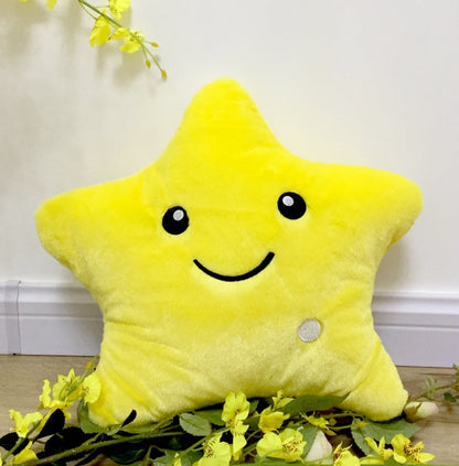 Kinder ster nachtlamp pluche kussen – lichtgevend knuffelkussen met gezicht, cadeau-idee