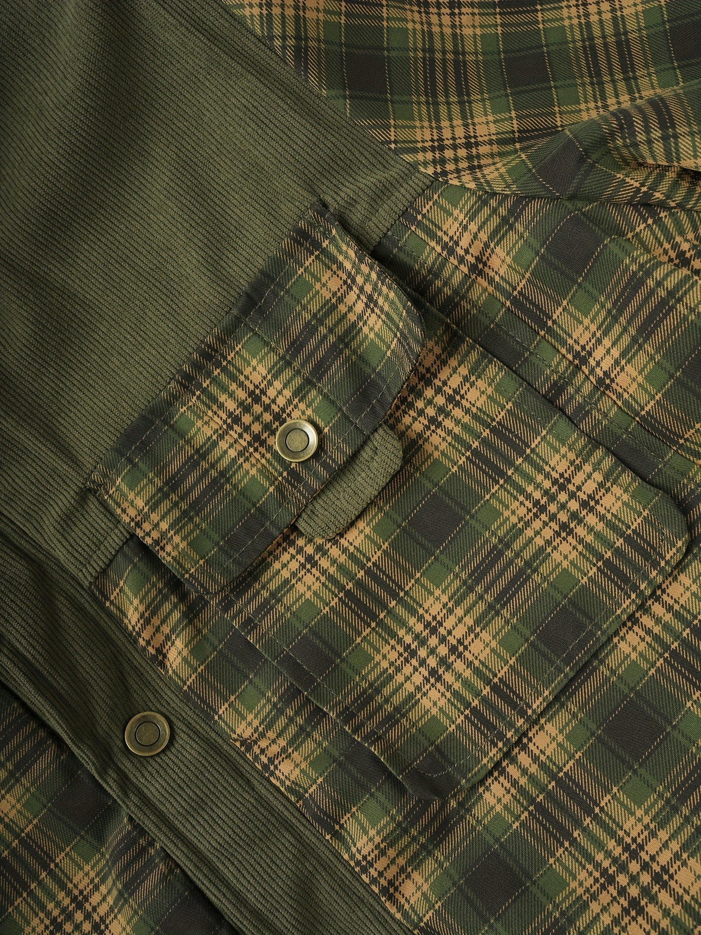 Geruit herenoverhemd met warme voering en corduroy-details