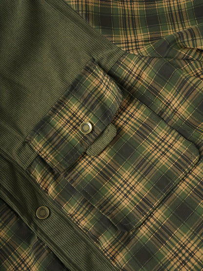 Geruit herenoverhemd met warme voering en corduroy-details