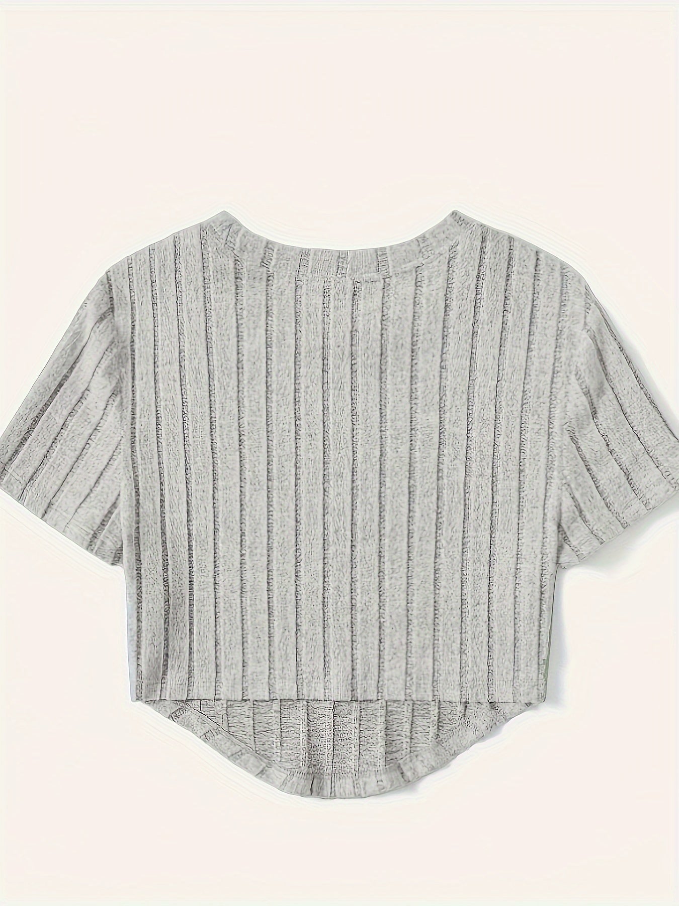 Dame kortermet ribbestrikket crop-top – avslappet sommer fritidsskjorte