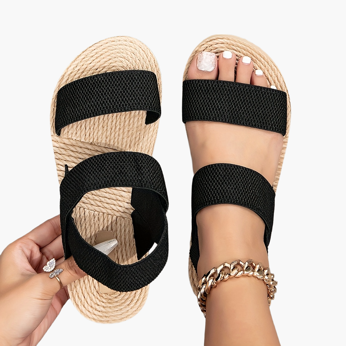 Damen Plateau-Sandalen mit Doppelriemen – Komfortable Sommer-Slipper für Freizeit