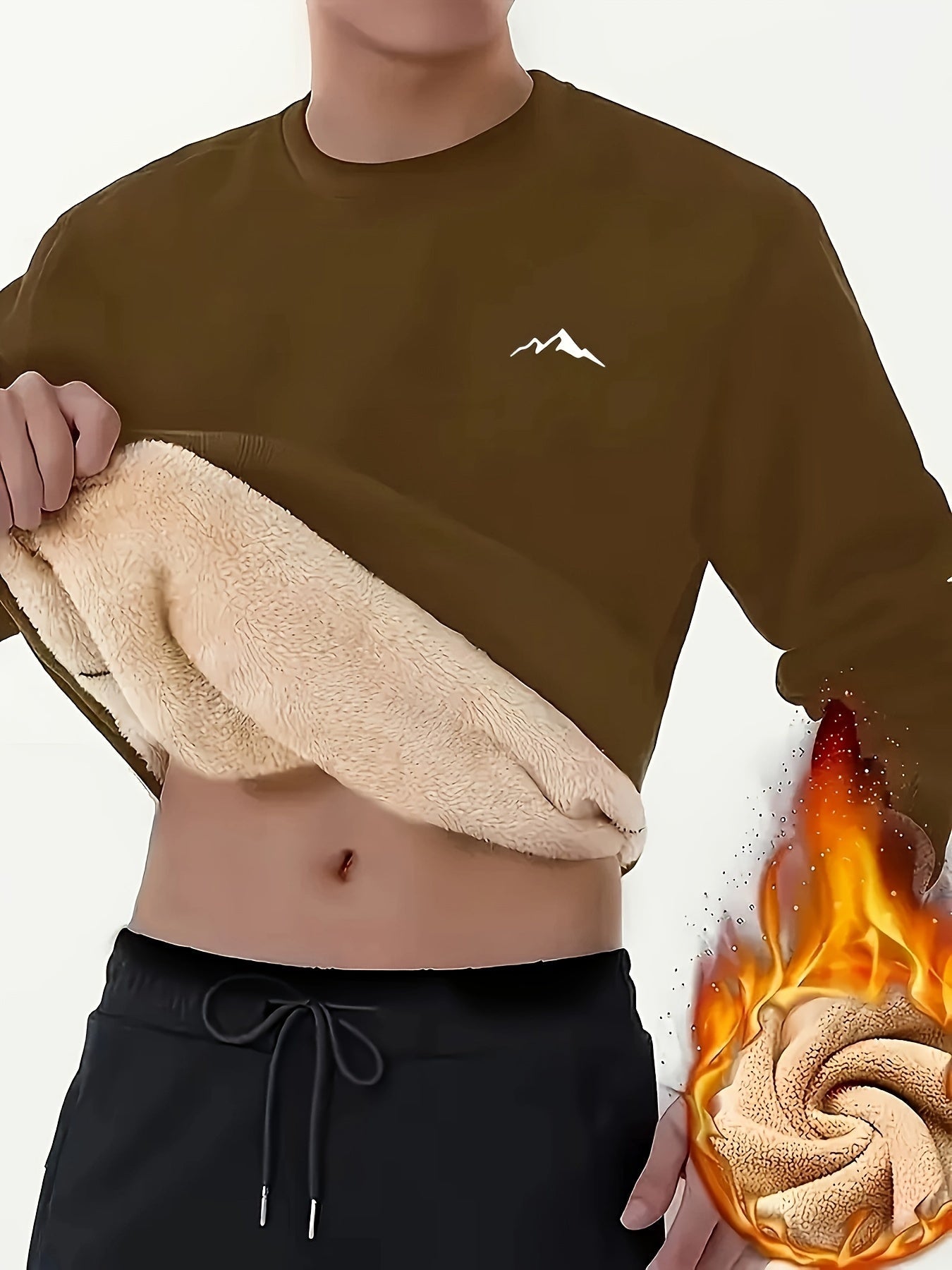 Unisex Winter Pullover mit Fleece-Futter und Berg-Logo