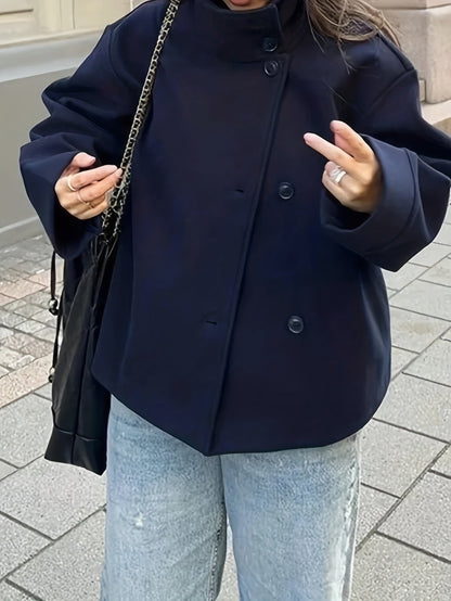Damen Kurzjacke mit Stehkragen und Knöpfen