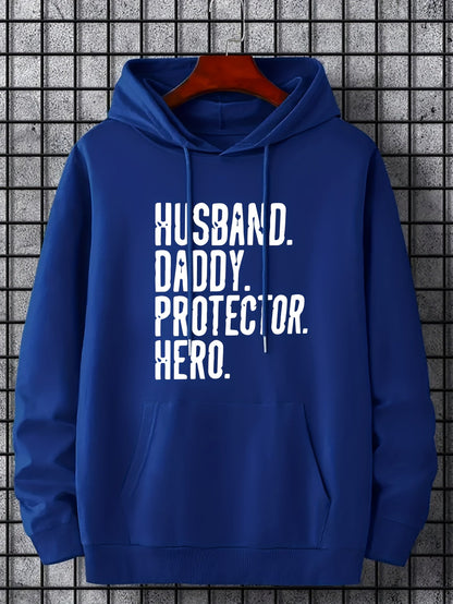 Herren Hoodie mit Statement Print – Husband Daddy Protector Hero – Casual Stil für Alltag und Freizeit
