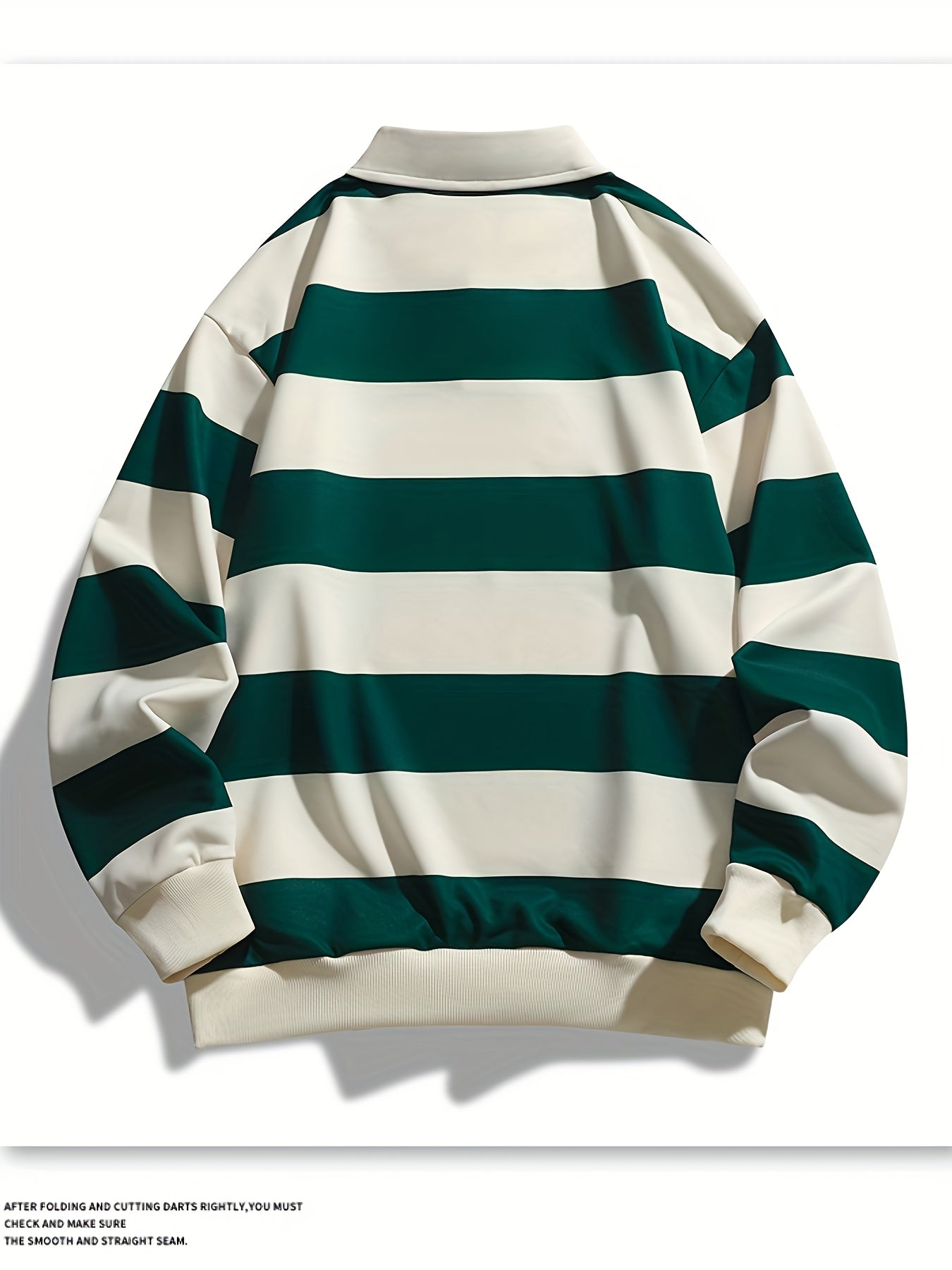 Gestreiftes Langarm Polo-Sweatshirt mit Kragen und Bündchen